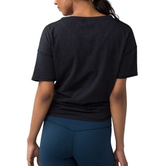 Lululemon Lightest Oversized Crop Tee Black Burnout Sheer Womens 4 Athleisure - Picture 3 of 12